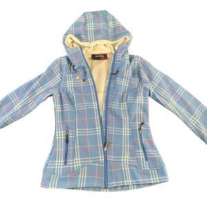 Spyder Plaid Fleece Lined Ski‎ Jacket Hooded Winter Sports Coat M/M